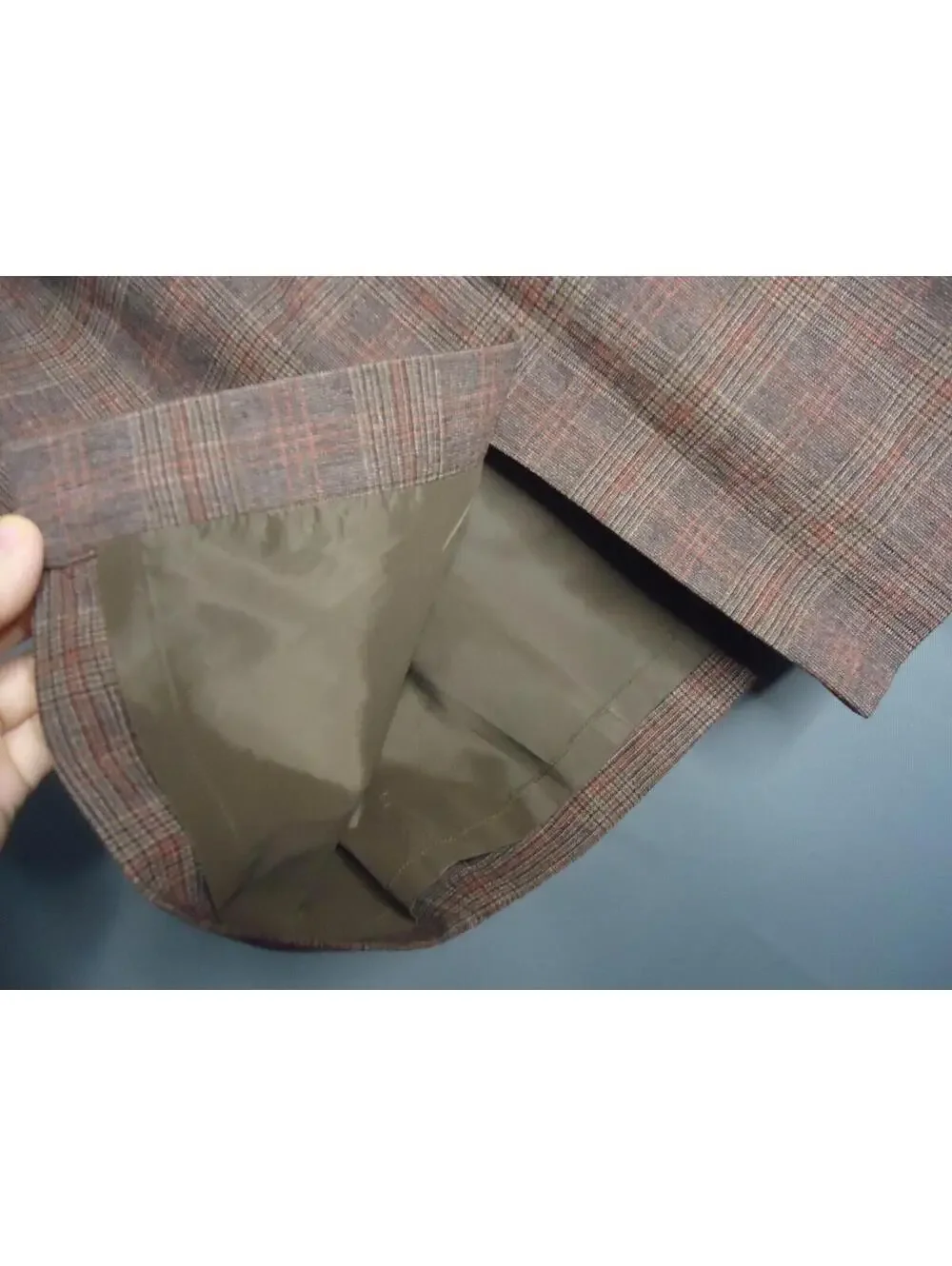 Banana Republic Heritage Wool Blend Italian Fabric Brown Plaid Pencil Skirt Sz 0